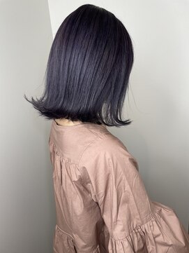 ナンバー(number+) 20代30代大人可愛いエアリーボブブルーラベンダー透明感