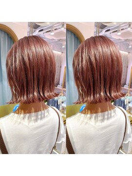 ロンドアベニール 北千住(Lond avenir) 外ハネボブ ダブルカラー ピンクブラウン 西田大樹