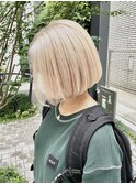 ハイトーン/切りっぱなしボブ/ブロンド/モード/フレンチボブ