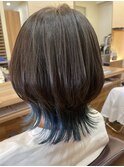 【ウルフ×インナーカラー×BLUE】