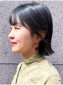 20代30代大人可愛いハイライト艶感グレージュ大人ボブ立体感