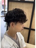 刈り上げツーブロック波巻きスパイラルパーマメンズマッシュ