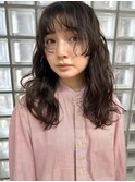 デジタルパーマ チェリーブラウン イメチェン 伸ばしかけヘア