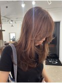 顔周りロングレイヤー/ナチュラルくすみ透明感ベージュ
