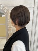 ココアブラウンショートボブ小顔に見えひし形フォルム赤羽美容室
