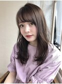 丸顔面長に似合う小顔前髪パーマ透明感グレージュ20代30代40代