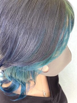 リルヘアー(RELUHAIR) ツートンカラー グレー/グリーン