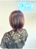 柔らかピンクブラウン×レイヤーミディ