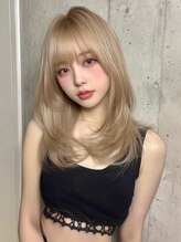 ランテルディ 渋谷(LANTERDIT)&nbsp;ベージュ　レイヤー　ストレート　ケアブリーチ　艶髪　美髪