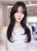 韓国レイヤー顔周りカット透明感カラー髪質改善艶髪シースルー
