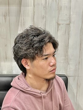 ヨシザワインク プレミアム 横浜 桜木町店(YOSHIZAWA Inc. PREMIUM) メンズツーブロックメッシュアンドパーマアップバングスタイル