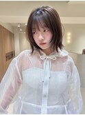 ミルクティーベージュ/レイヤーボブ/韓国巻き/顔周りカット/銀座