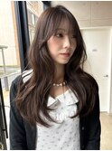 福井チョコベージュブリーチなしダブル韓国レイヤーカット学生