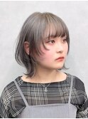 ハッシュボブ/ミルクティーブロンド/顔周りカット/前髪カット