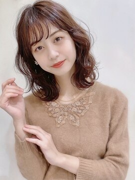 カナン 銀座(CANAAN) レイヤーミディ ゆるふわ巻き 流しバング ヴィンテージカラー