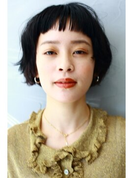 ワク(WAKU) 【WAKU】黒髪でも可愛いマッシュショートボブ切りっぱなしボブ