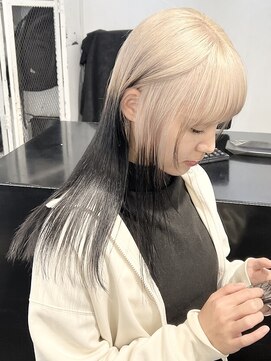 ココ 原宿(KOKO) ブロンド黒髪小顔クラゲヘアーオリーブグレーココアベージュ