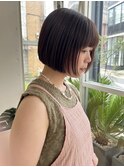 透明感カラー×平行ラインのボブ