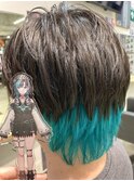 ホロライブ 輪堂千速 インナーカラー ターコイズ ウルフカット