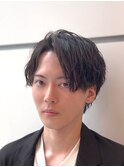 緩め縦落ちパーマ/センターパート/ツーブロック/メンズショート/
