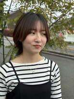 ティーワン 神埼店(T-one) ●ネビージュオリーブベージュ髪質改善前髪カットウルフボブ