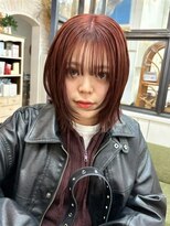 ユイマァル 倉敷店(YUIMARL)&nbsp;ショートレイヤー20代30代40代顔周りカットオレンジレッド