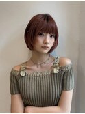 重たくならないレイヤーボブ×オレンジブラウン
