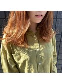オレンジ×セミロング