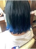 遊び心万歳☆裾カラー BlueBlack×Blue