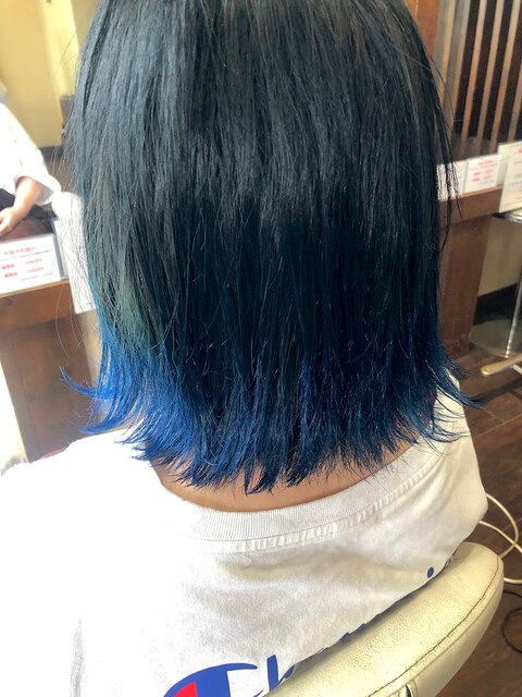 遊び心万歳☆裾カラー BlueBlack×Blue