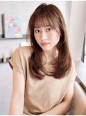 暖色系カラー/ロングレイヤー/内巻きワンカール/元町