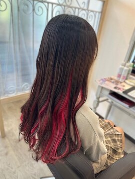 エルベ  茨大前店(elve) インナーカラー × レッドピンク