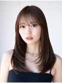 △ぱっつん前髪フェミニンロングレイヤーロングレイヤーカット