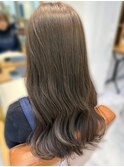 大人可愛いブリーチなし透明感カラーオリーブグレージュ