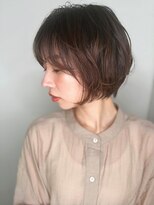 カバーヘア イヴ 戸頭店(COVER HAIR EVE)&nbsp;斜めバングココアブラウン小顔ボブショートp1戸頭20代30代40代