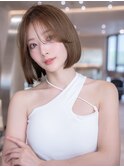 20代30代大人ガーリーハイライトココアブラウン小顔ボブレイヤー