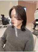 【哉汰】ココアブラウン/ミディアムレイヤー/顔周りカット20代