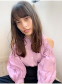 【アフロート添田】シースルーバングの大人かわいい束感セミディ
