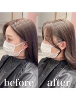 アフロートリノ(AFLOAT Leino)&nbsp;2wayバング 韓国前髪 シースルー ミディアム くびれヘア　顔周り