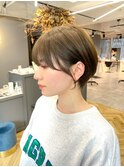 透け感/透明感/ショートボブ/シースルー/ミルクティーブラウン