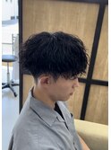 刈り上げツーブロックツイストスパイラルパーマメンズマッシュ
