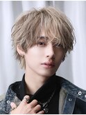 シースルーウルフ【ミルクティーベージュ】無造作ランダムヘア