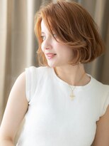 カバーヘア イヴ 戸頭店(COVER HAIR EVE)&nbsp;かきあげバングハイトーンカラーワンカールボブY戸頭20代30代