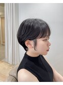 ハンサムショート前下がりボブ切りっぱなしボブニュアンスパーマ