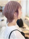 本八幡 × ラベンダーピンク × 大人可愛いショート