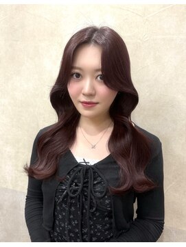 びゃんびゃん 江端店 小顔に見せるヘア/ダークアッシュ/クラゲヘア/ワインレッド/