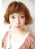 無造作カール・オレンジ・ボブ・小顔ヘルシーレイヤー・前下がり