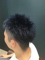 ヘアサロンアンドヘアメイクディー(hair salon hair make D)&nbsp;ブルーアッシュアップバング/サイドパート/メンズ/フェード