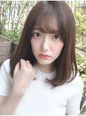 大人かわいいフェザーバング×カーキベージュ20代吉祥寺