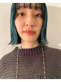 #ぱつっとボブ #グリーンヘアカラー